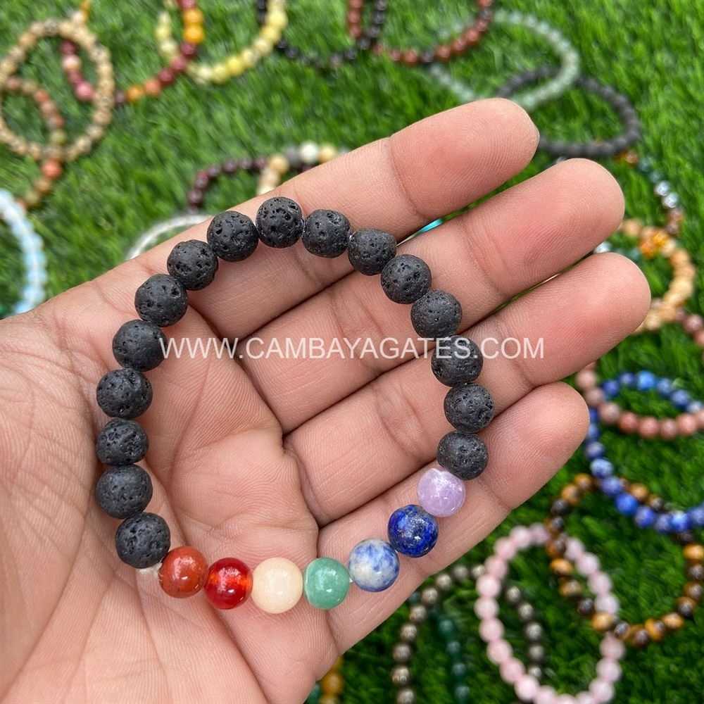 7 Chakra Bracelet with Lava Stones