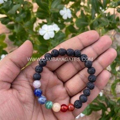 7 Chakra Stone Bracelet with Lava Stones