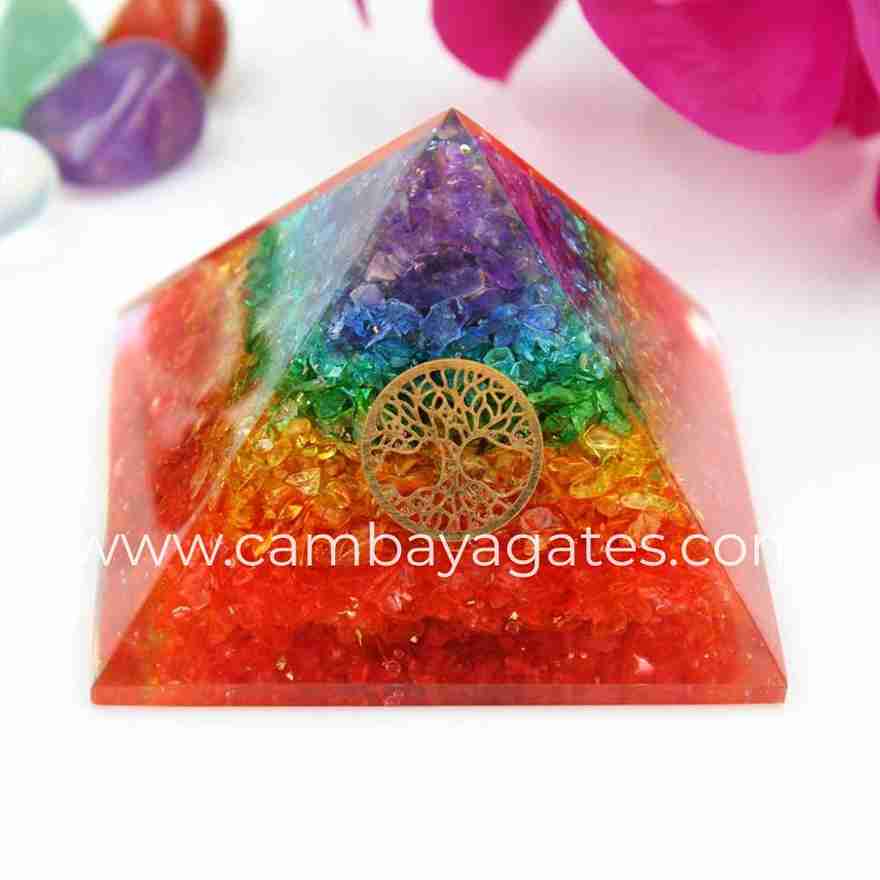 Buy 7 Chakra Orgone Pyramid from Cambay Agates