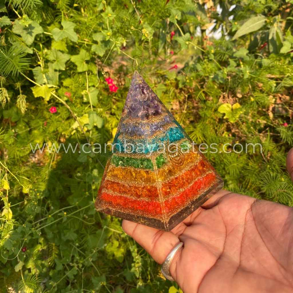 Buy Nubian 7 Chakra Orgone Pyramid from Cambay Agates