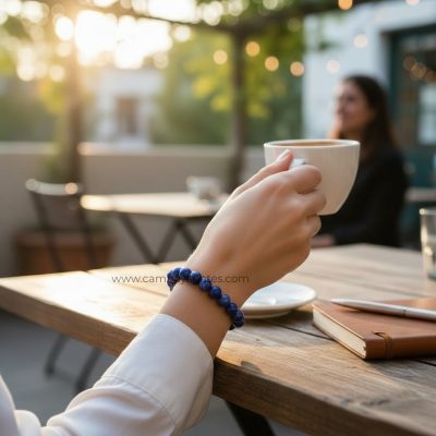 Lapis Lazuli Gemstone Bracelet in hand