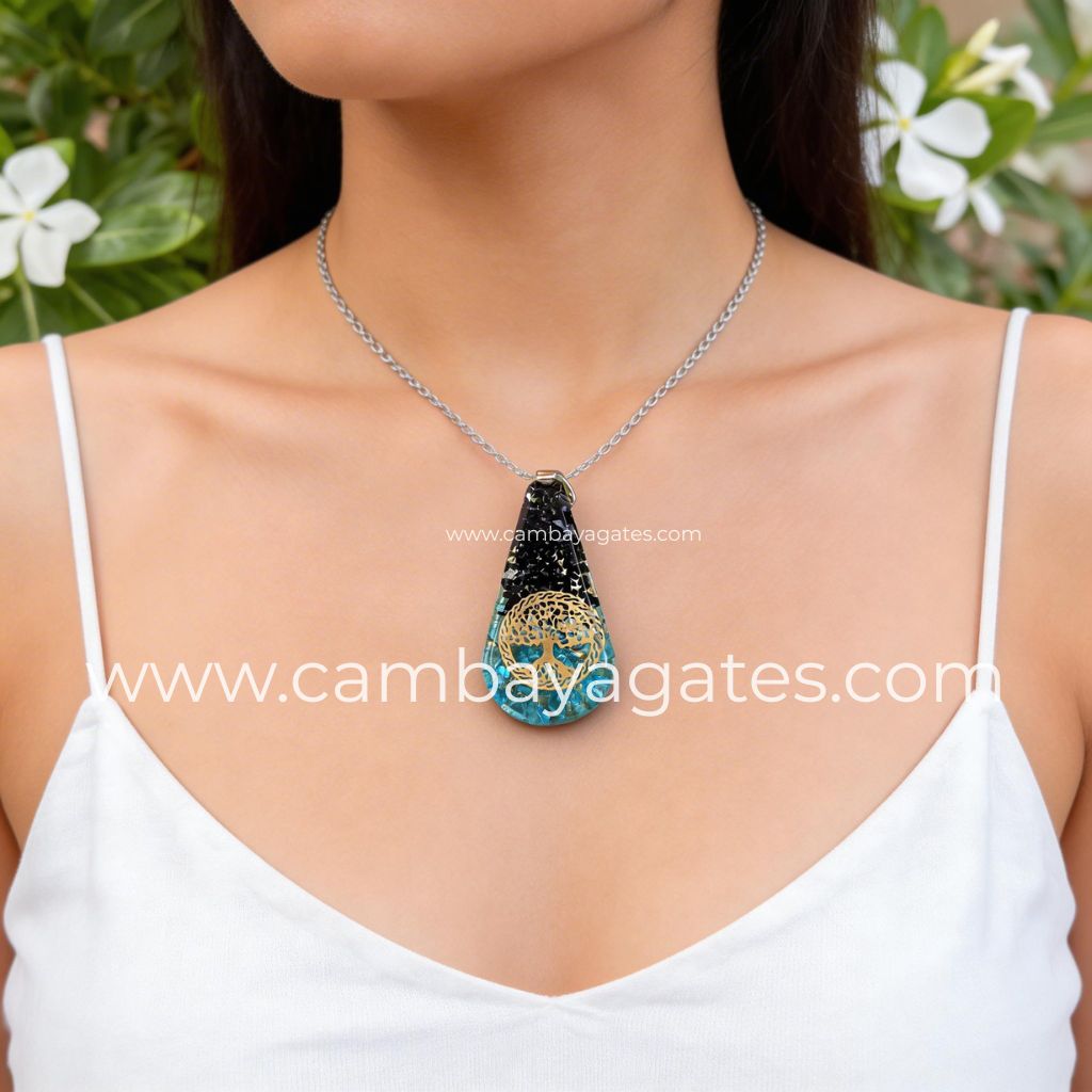 Shop Black Tourmaline Turquoise Orgone Pendant from Cambay Agates