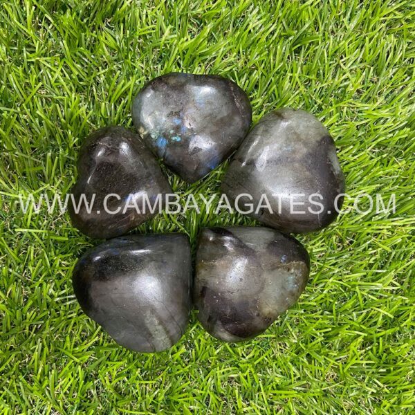 Labradorite Heart Puffy Crystal Hearts